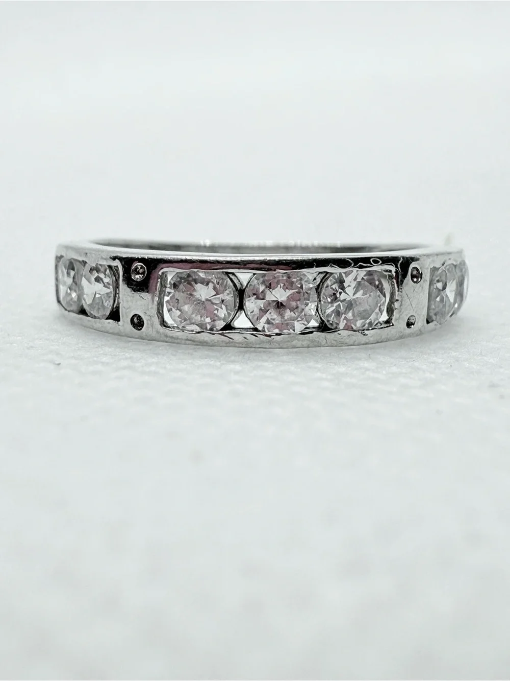 Sterling 925 Silver CZ Channel-Set Band Ring - Clear